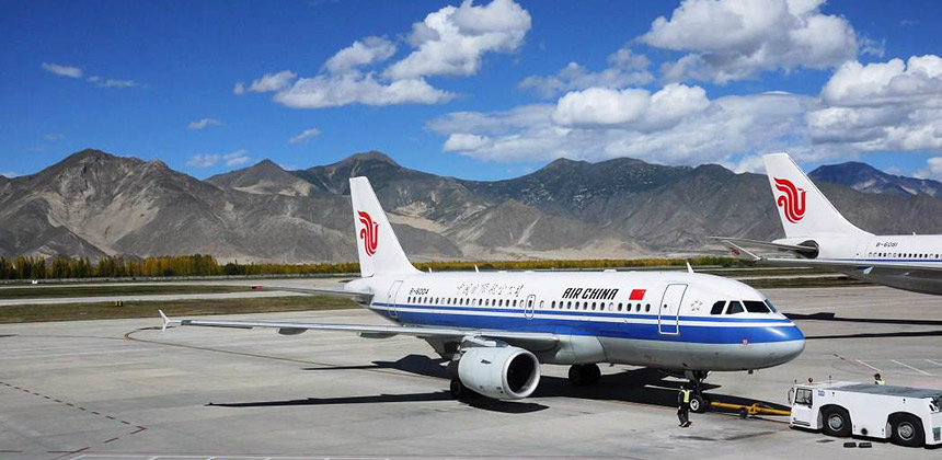 AirChina Flight at Lhasa Gonggar Airport