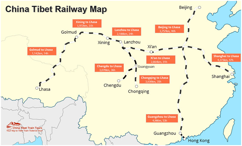 China Tibet Railway Route Map