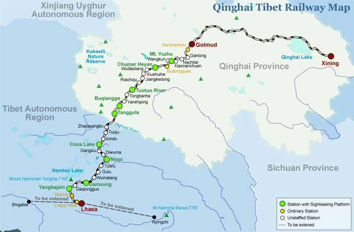 Qinghai-Tibet 

Railway Map