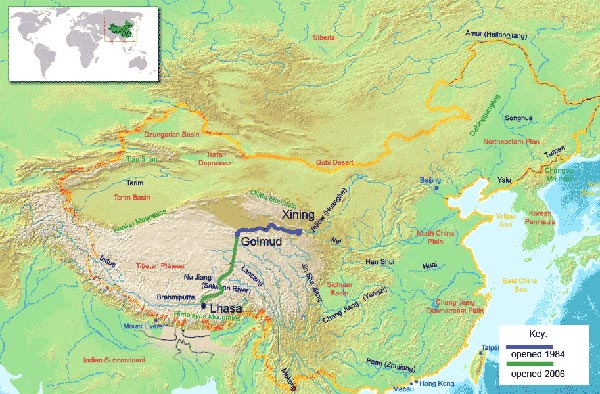 Map of Qinghai-Tibet Railway