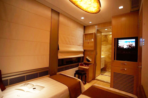Sleeping suite interiors of Tangual Luxury Train