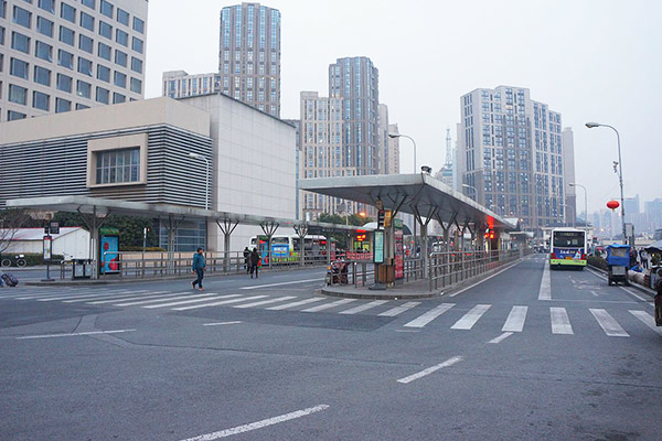 Bus stop at Shanghai Train Station