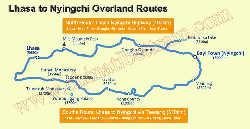  Lhasa Nyingchi Overland Routes 