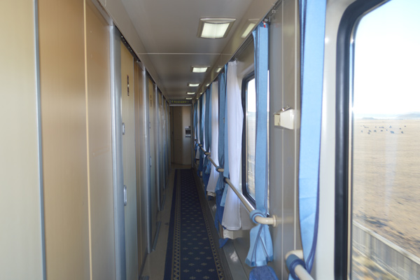 Soft sleeper cabin corridor on Tibet train Soft sleeper cabin corridor on Tibet train