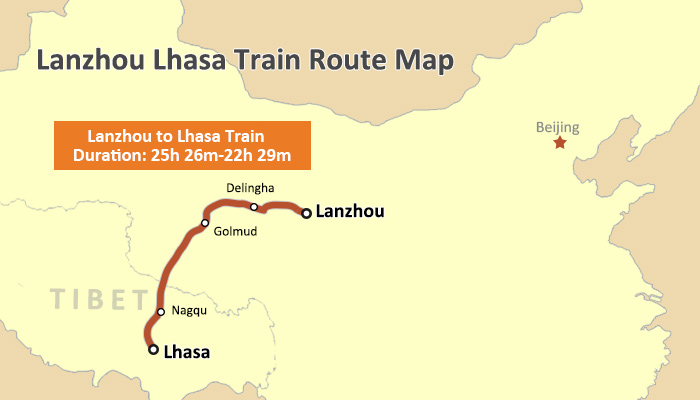 Lanzhou to Lhasa Train Map
