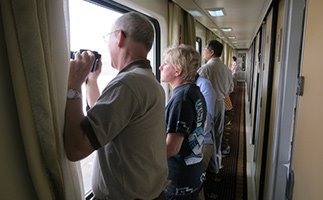 Foreign travellers on Tibet train