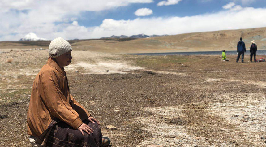 Meditate at the shore of Lake Manasarovar
