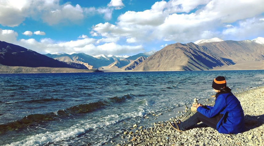 Appreciate the stunning view of Pangong-Tso Lake