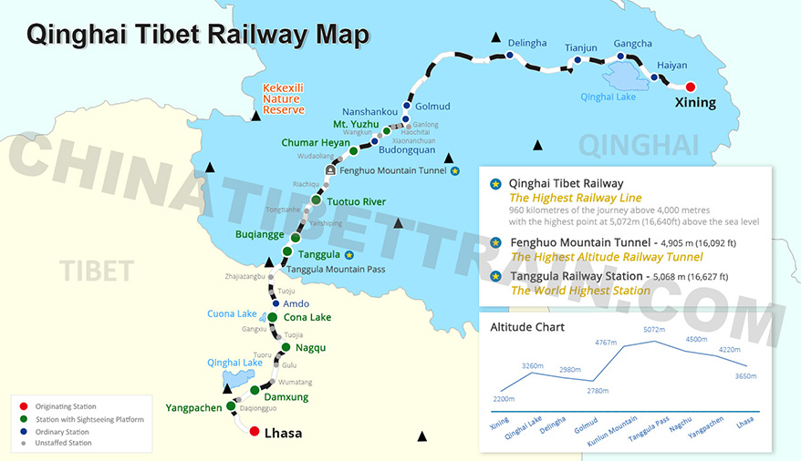 Qinghai Tibet Railway Map