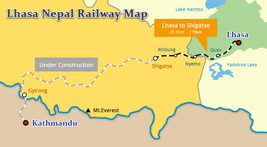 Lhasa Nepal Railway Map