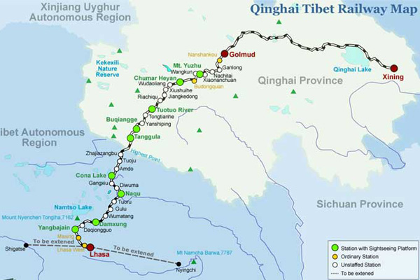 Qinghai-Tibet Railway Map