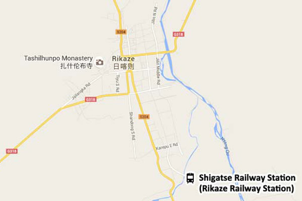 Shigatse Railway Station Location Map Shigatse Railway Station Location Map