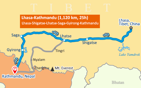 Lhasa to Kathmandu Overland Route