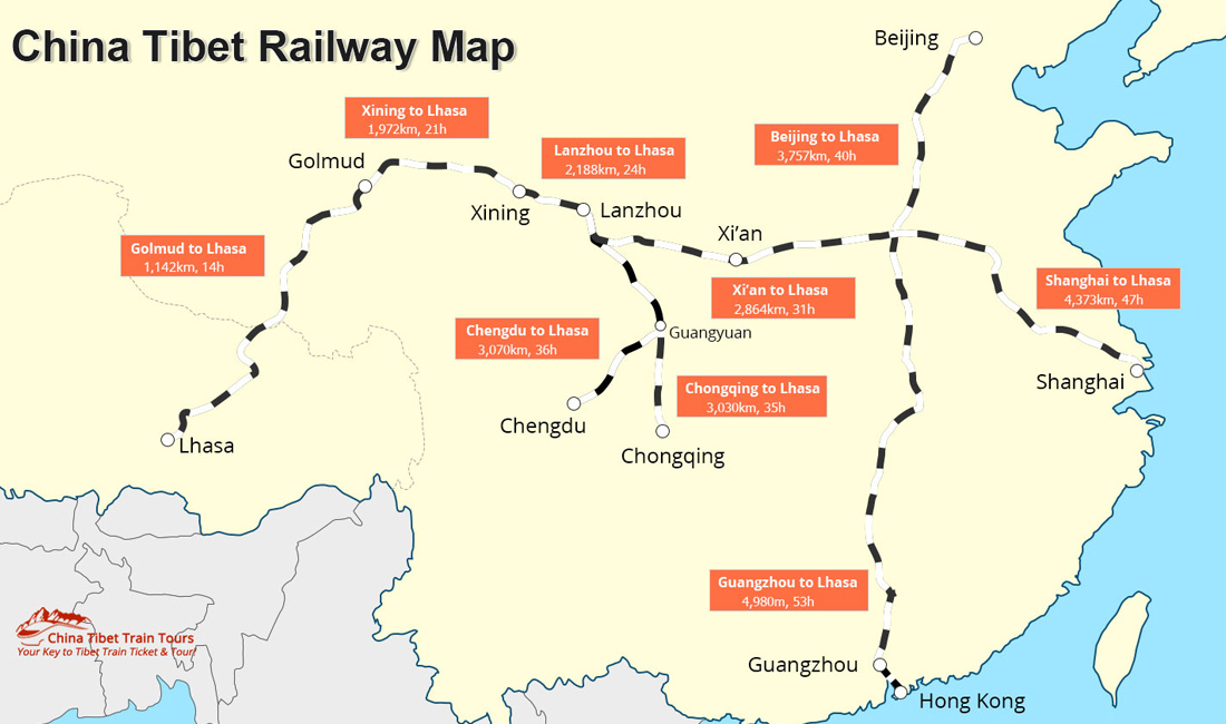 China Tibet Train Map