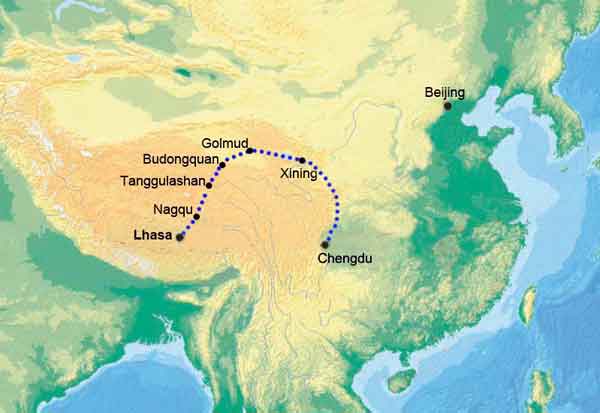 Route Map of Chengdu Lhasa 

Train 