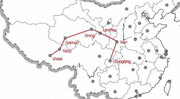 Route Map of Chongqing 

Lhasa Train
