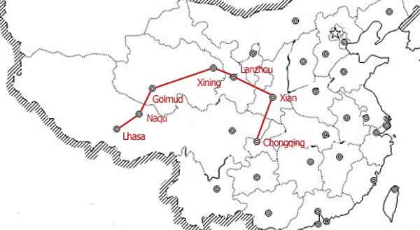 Route Map of Chongqing 

Lhasa Train