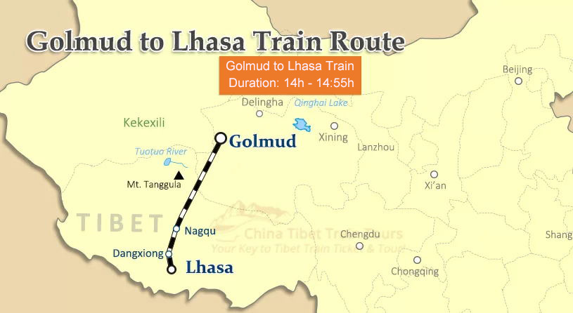 Golmud to Lhasa Train Route Golmud to Lhasa Train Map