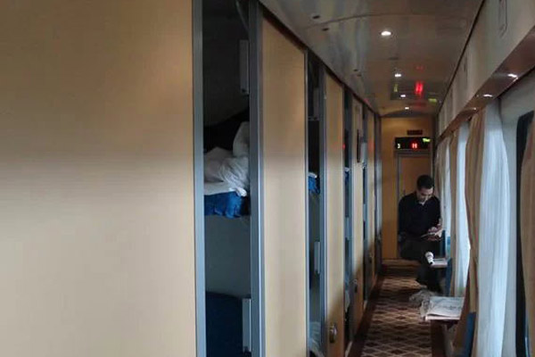 Corridor of sleepr carriage on Tibet train