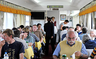  Passengers dining in the dining car 