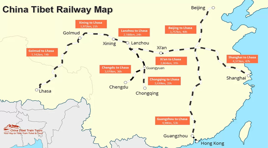 Tibet train map