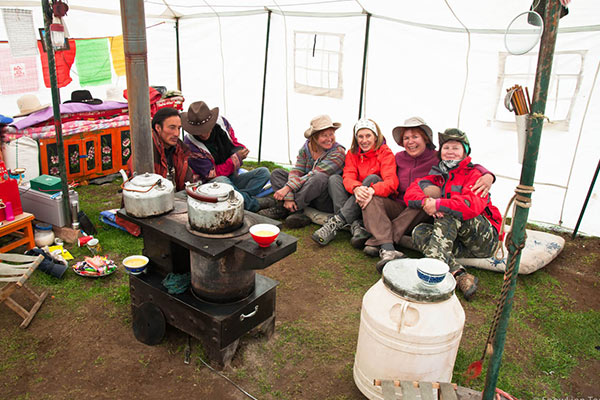 With a Tibetan nomadic family With a Tibetan nomadic family