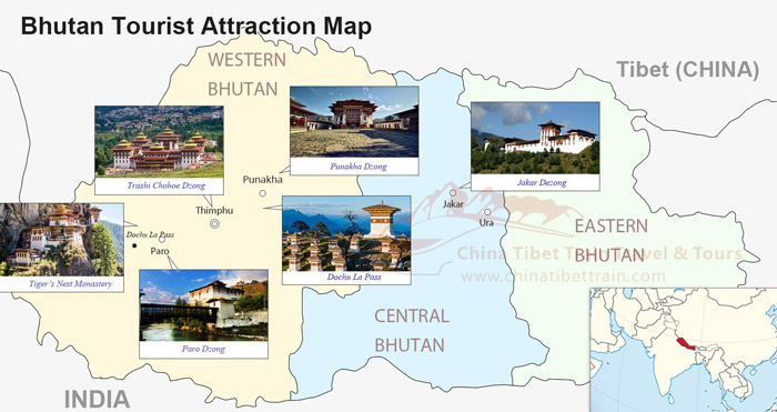  Bhutan Tourist Attractions Map 