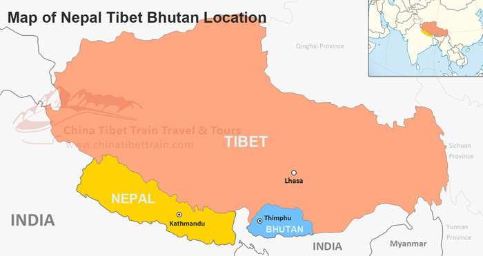  Map of Tibet Nepal Bhutan Location 