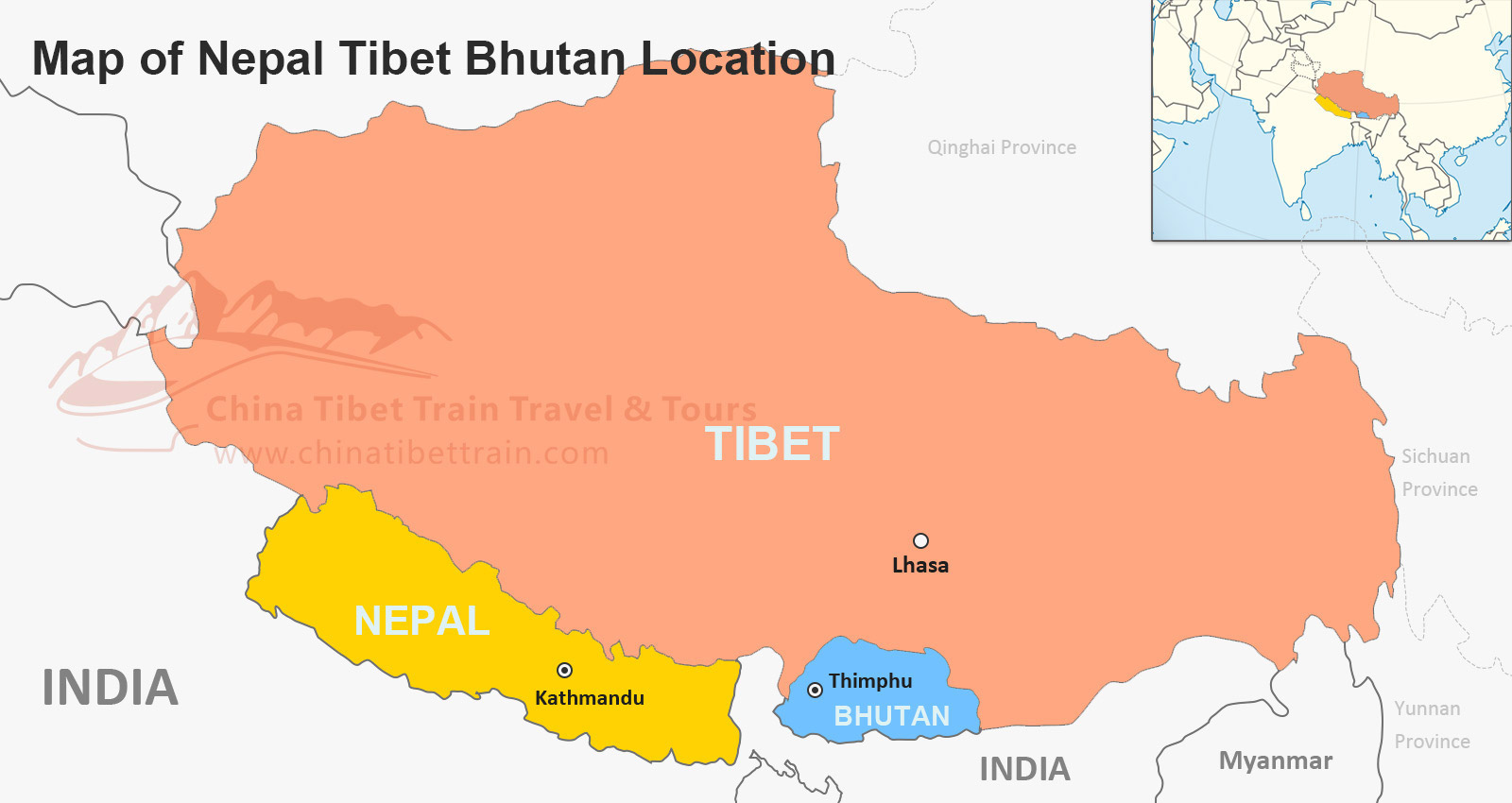 Непал и бутан. Бутан Тибет Непал карта. Непал и бутан на карте.