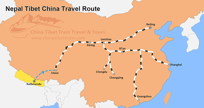  Nepal Tibet China Travel Route