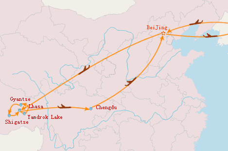 Beijing to Lhasa by air